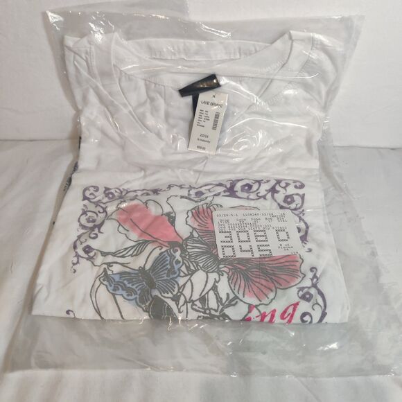 Lane Bryant Plus Size Maternity Butterflies Size- 22/24 White Top NEW - Picture 1 of 8